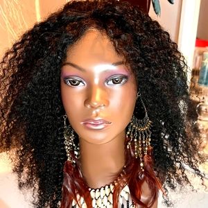 Kinky wave unit Lace front wig 100% Human Hair